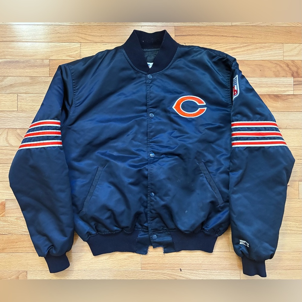Vintage Starter Chicago Bears Satin Bomber Jacket Coat Men’s Size XL
